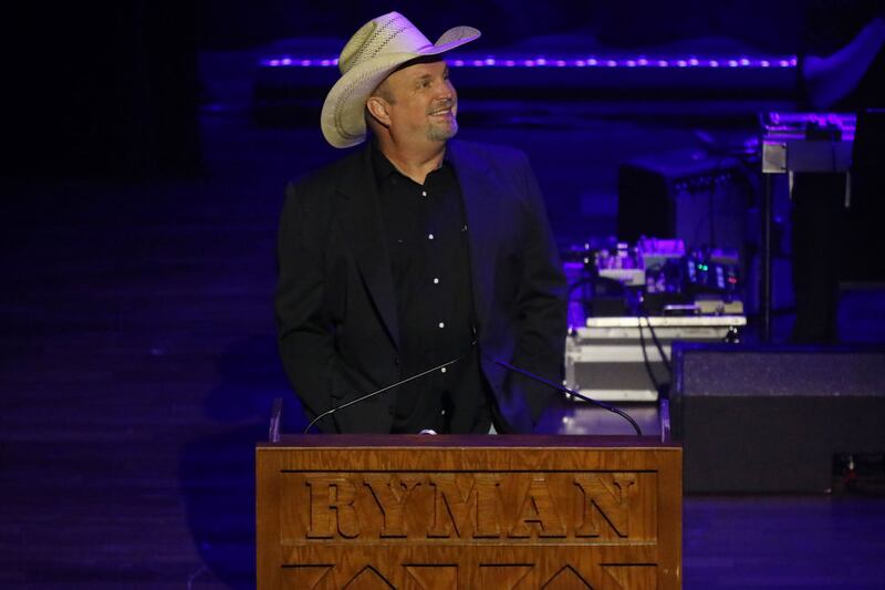 NASHVILLE, TENNESSEE - SEPTEMBER 26: Garth Brooks speaks onstage during NSAI 2023 Nashville Songwriter Awards at Ryman Auditorium on September 26, 2023 in Nashville, Tennessee. (Photo by Danielle Del Valle/Getty Images)