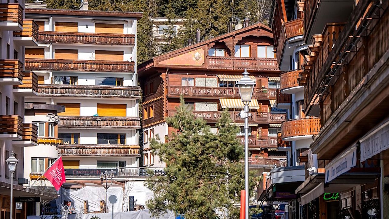 A general view of the street and of Le Constellation after a fire at the venue in Crans-Montana during New Year's Eve celebrations.