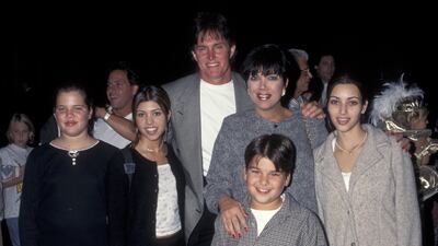 1995: Khloe Kardashian; Kourtney Kardashian; Caitlyn Jenner, then known as Bruce Jenner; Kris Kardashian; Robert Kardashian; and Kim Kardashian.